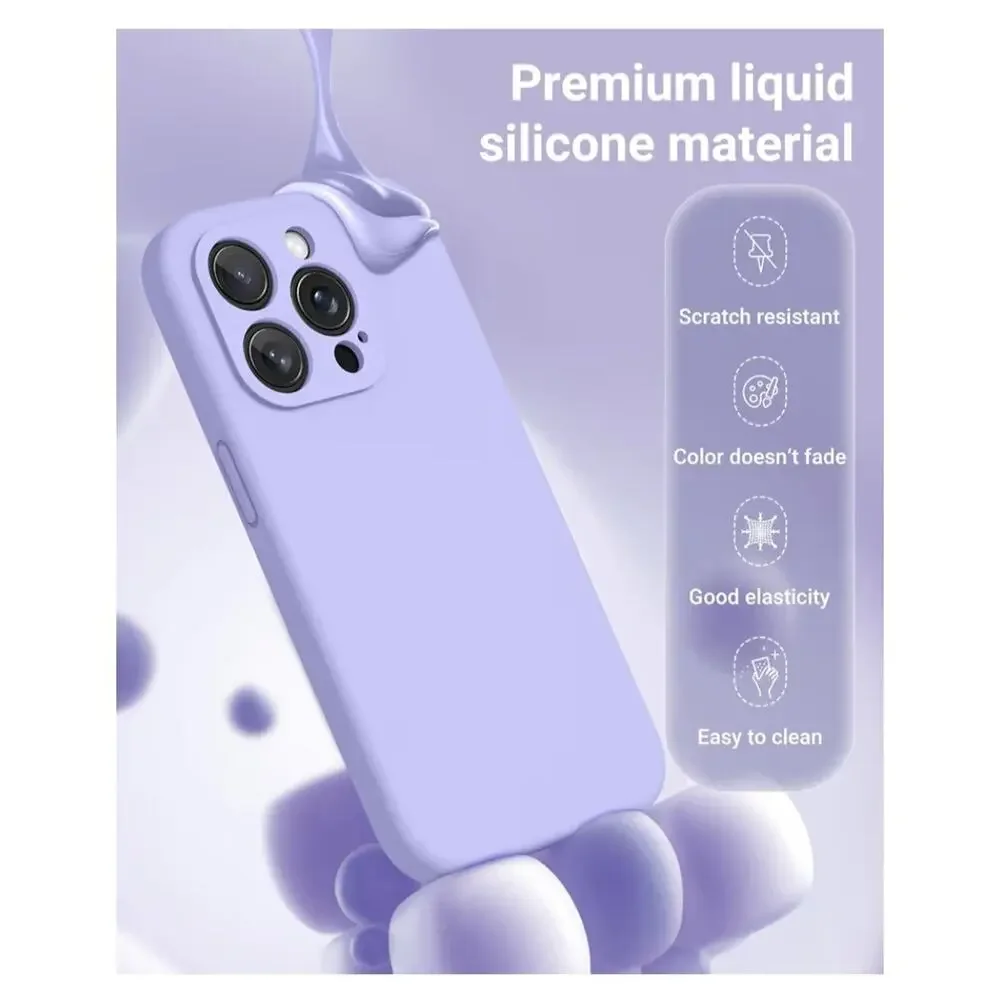 Light Purple iPhone 15 Pro Case Silicone, Magsafe, Shockproof, 2screen protector